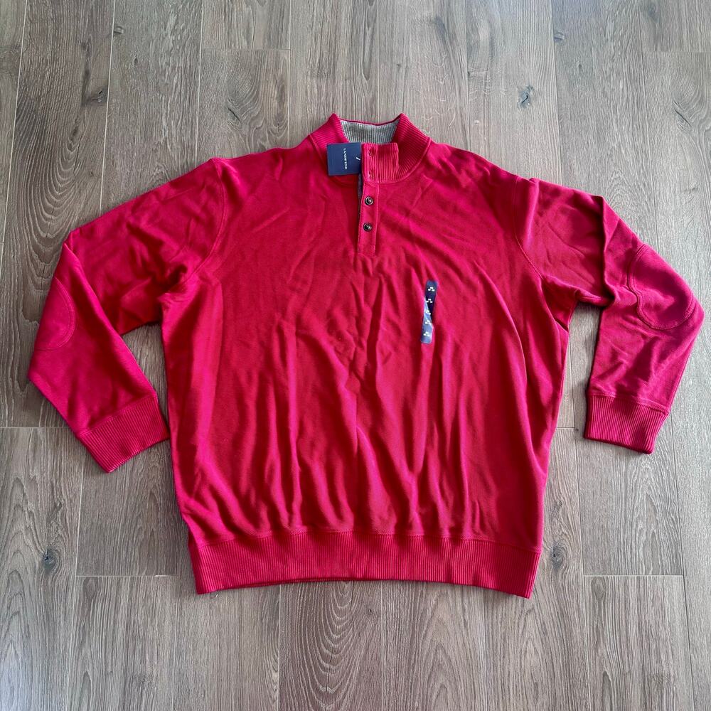 Land’s End Pullover Sweater Mock Neck Red Hoiday Christmas Men XXL NEW
